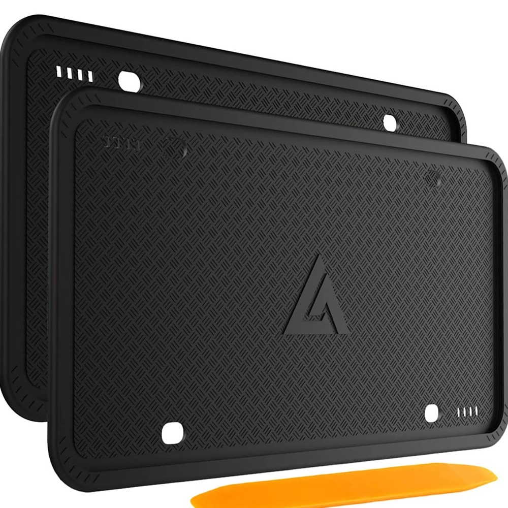 Silicone License Plate Frames Black, 2 Pack Car License Plate Covers (black)